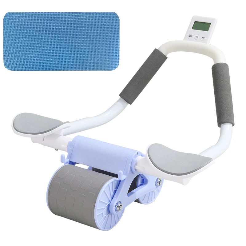 Ab Roller Wheel With Elbow Support - 肘当て付き、自動リバウンド機能搭載、初心者向け、滑り止め加工、持ち運び可能な腹筋ローラー。自宅ジムでのコアトレーニングやフィットネスに最適な器具。