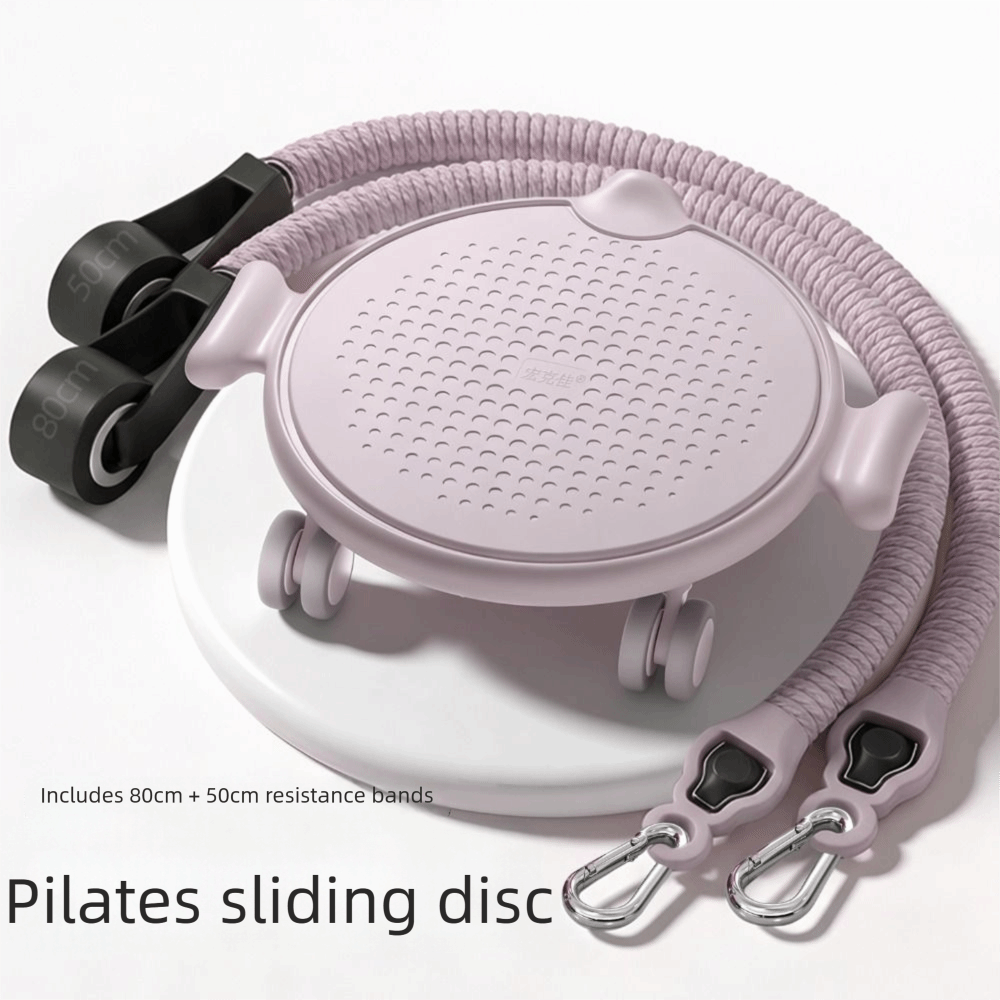 Ab Roller Wheel With Elbow Support - サイレントデザインピラティススライディングプレート、抵抗バンド付き、滑り止め腹部グライディングディスク、ユニバーサルホイール、大耐荷重