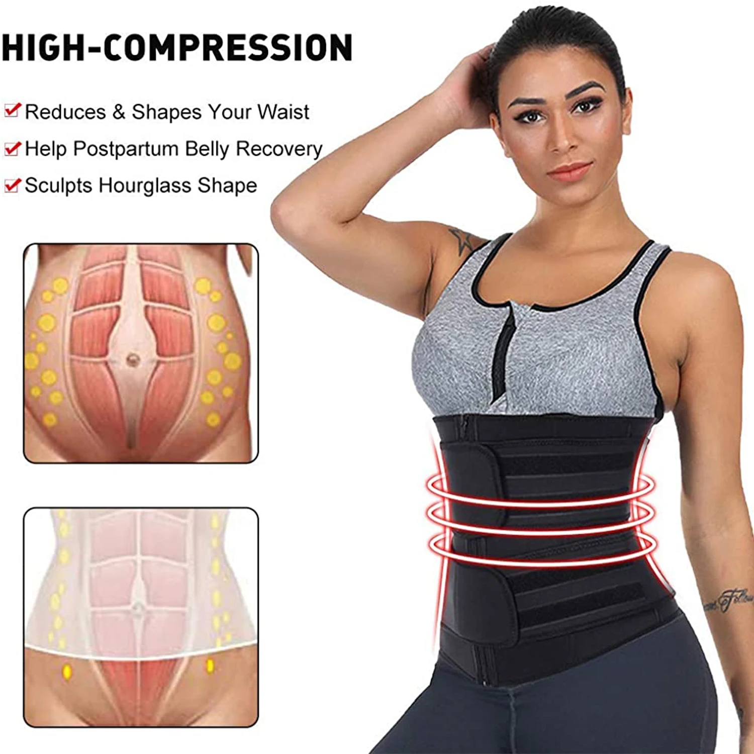 Sweat Waist Trainer Belt Neoprene - ネオプレン ウエスト トレーナー ワークアウト トリマー ベルト