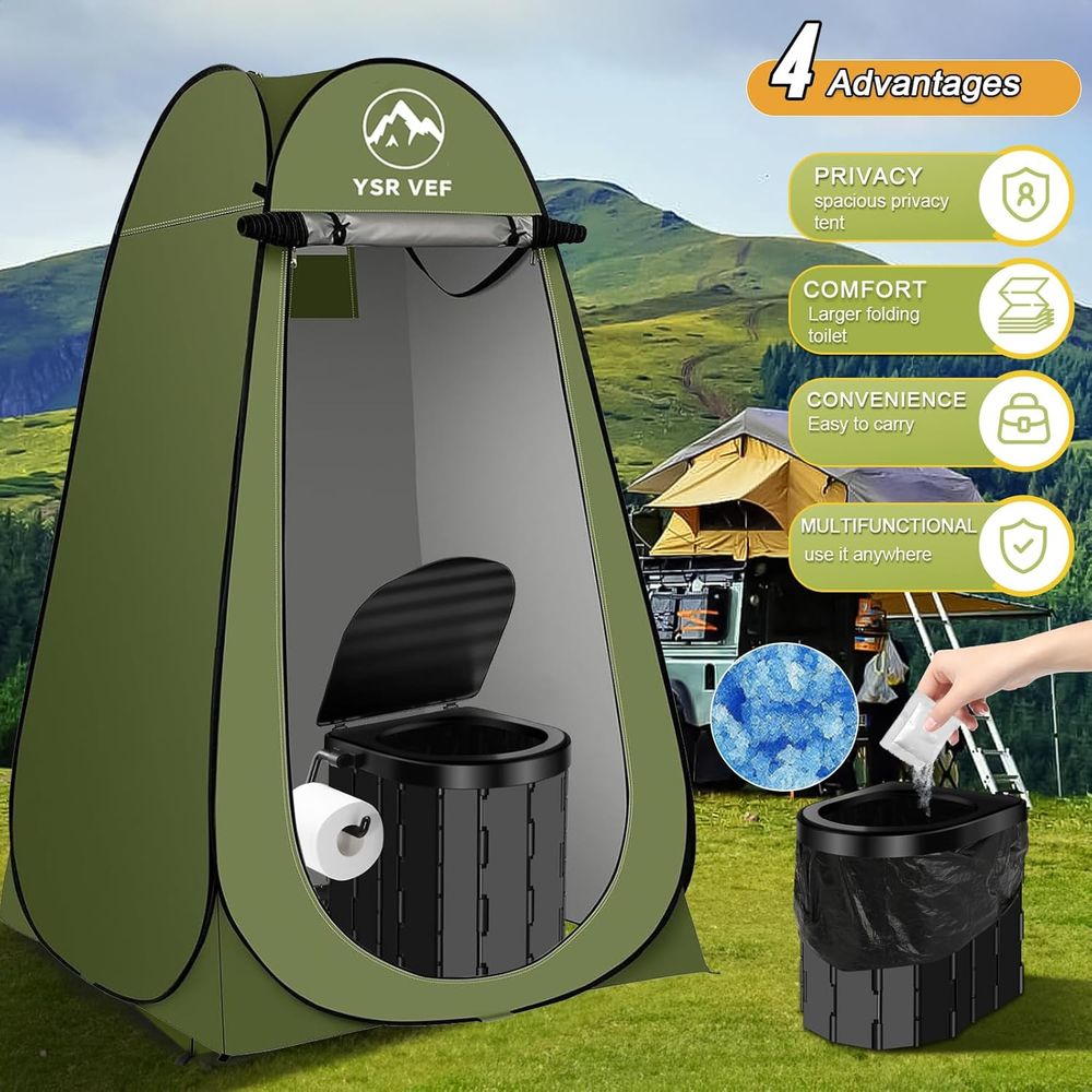 ポータブルトイレキット、ポップアップ式プライバシーテントとう - Camping のレビューと価格