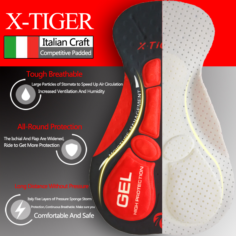 X-Tiger-男性用の通気性のあるサイクリングビブショーツ - Padded Cycling Shorts 5D Gel のレビューと価格