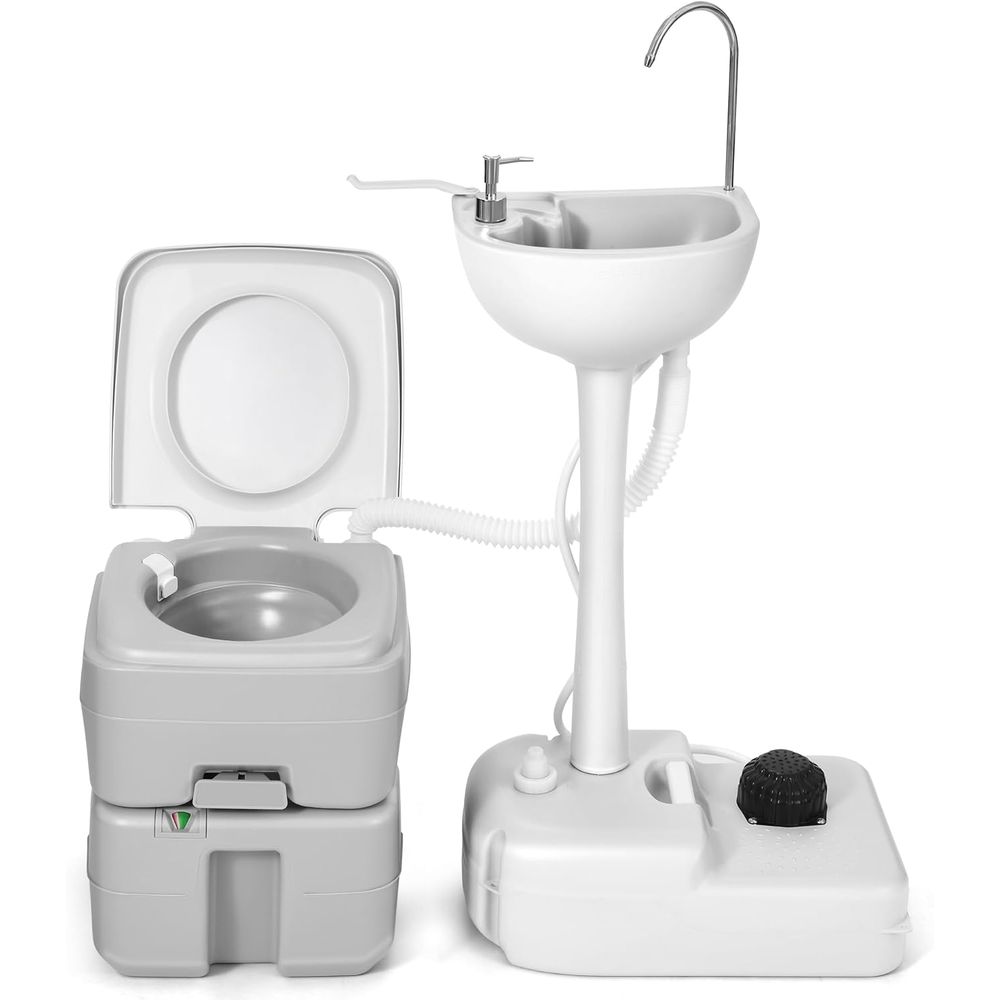 17L携帯用洗面器（手洗い用）と5.28ガロン携帯用トイレ、 - Camping のレビューと価格