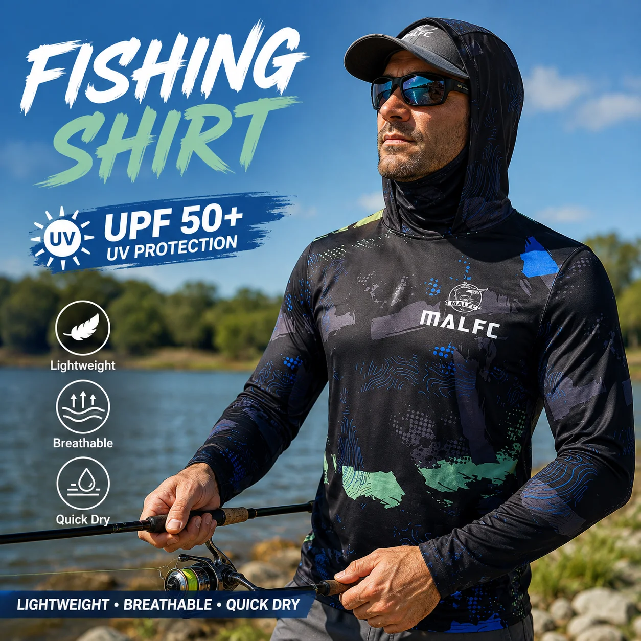 メンズ用、UPF50+の紫外線カット機能付き、フード付きフェ - Hiking のレビューと価格