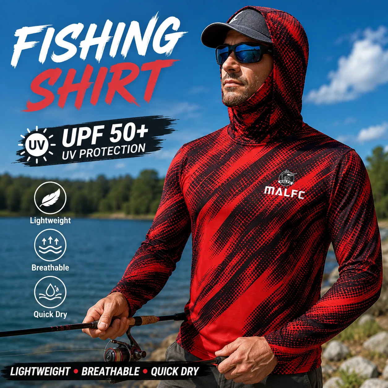 メンズ用、UPF50+の紫外線カット機能付き、フード付きフェ - Hiking のレビューと価格