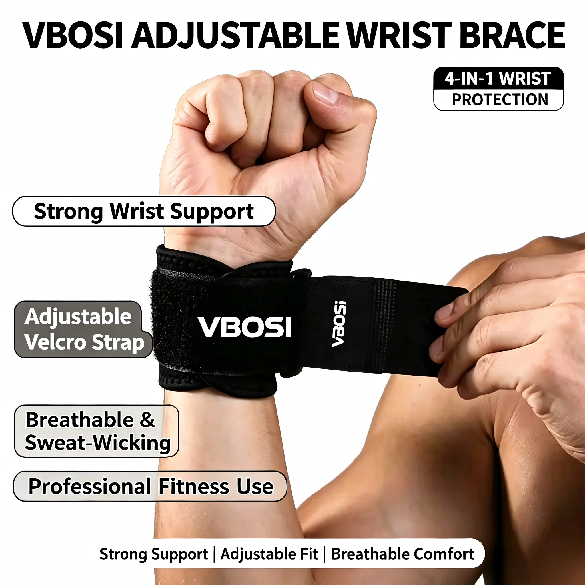 プロ仕様の通気性のあるリストラップ、調整可能な親指ループ付き - Wrist Wraps Weightlifting Support のレビューと価格